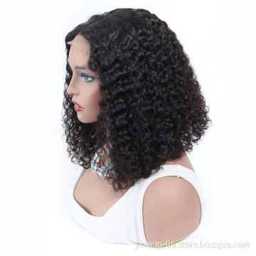 Cheap Human Hair Lace Closure Front Bob Wig Free Sample Orders Available 1b Natural Color Indian Hair Wig Kinky Curly Short Bob